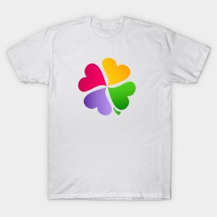 Love Four Leaves Clover Colored Flower T-Shirt